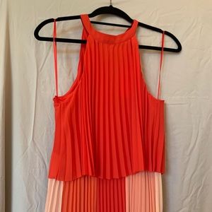 Skis Are Blue Halter Pleated Ombré Maxi Dress